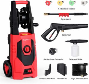 Components of the PRYMAX electric pressure washer.